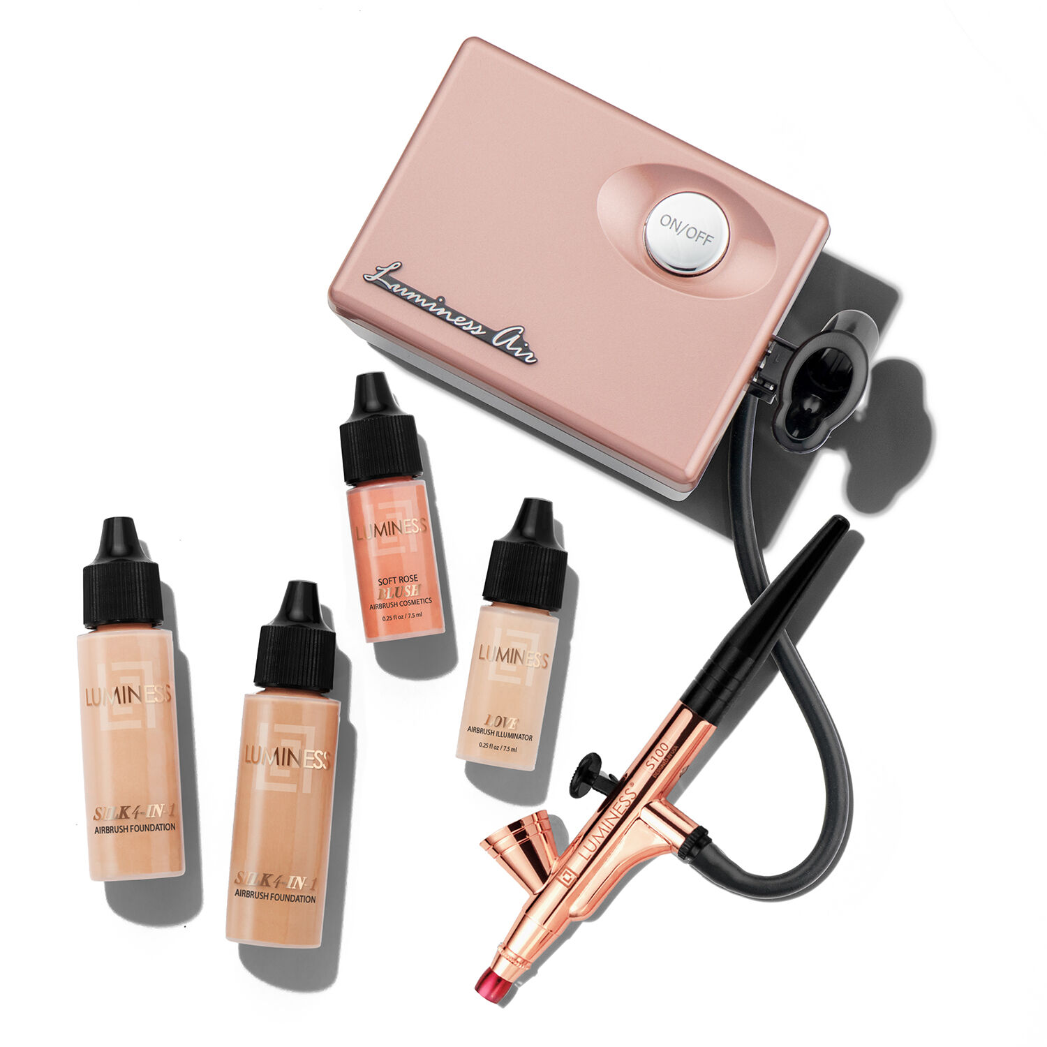  Luminess Air Icon Makeup Airbrush System and 4-Piece Foundation  Starter Kit, Fair Coverage - Quick, Easy & Long Lasting Application -  Includes Silk 4-In-1 Foundation, Highlighter & Blush : Beauty 