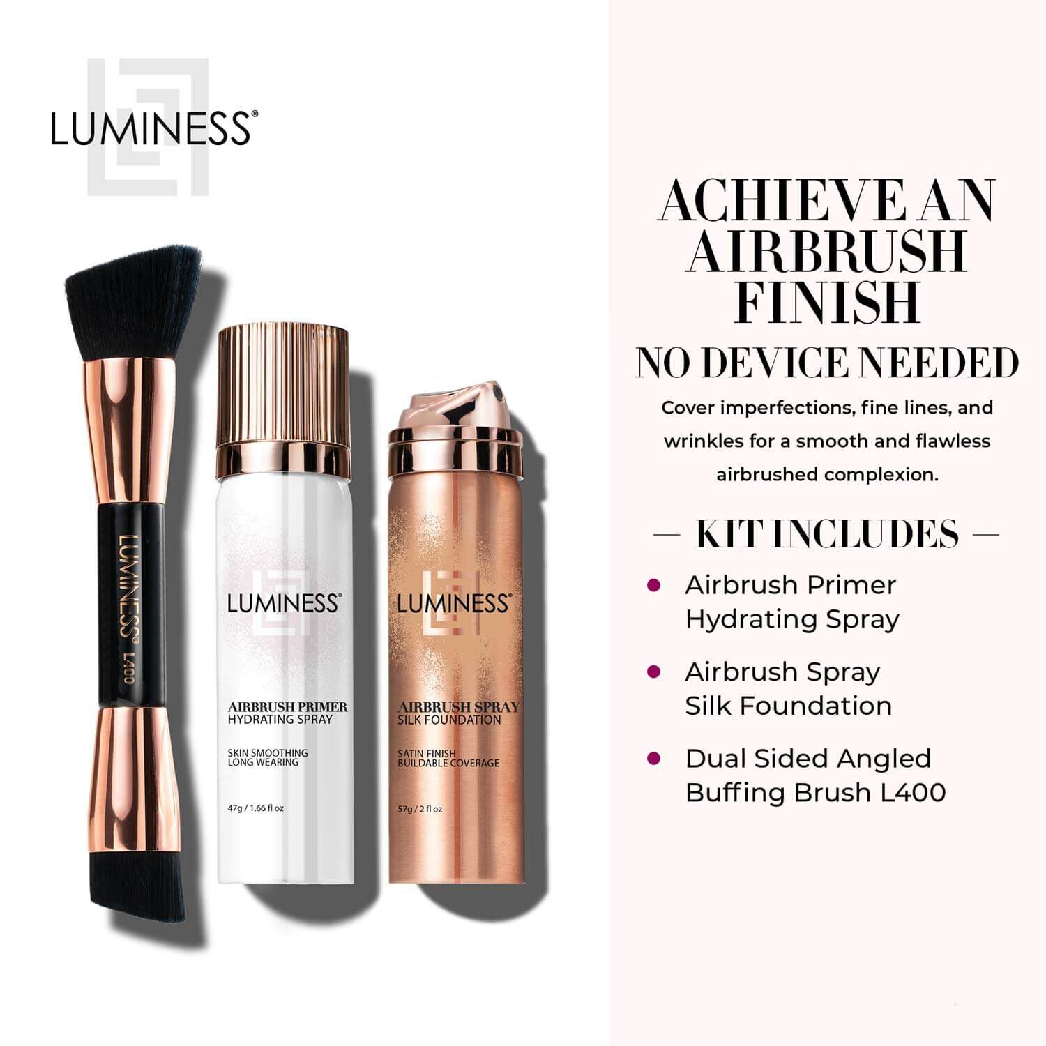 Luminess Air Basic Airbrush Makeup Kit and 9-Piece Silk 4-In-1 Airbrush  Foundation Starter System, Warm Coverage - Quick, Easy and Long Lasting